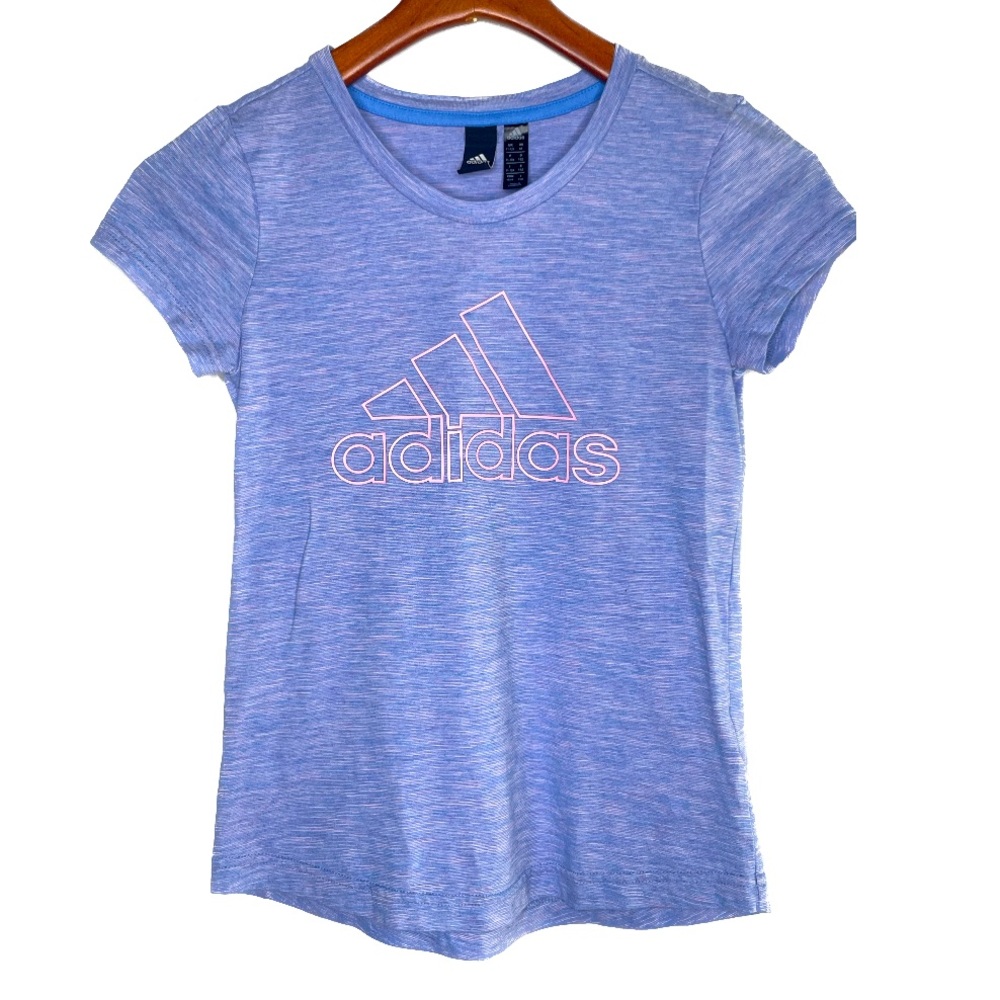 4/$25 Girls adidas 2 Tone Blue Pink Athletic Shirt Sz M Bin R